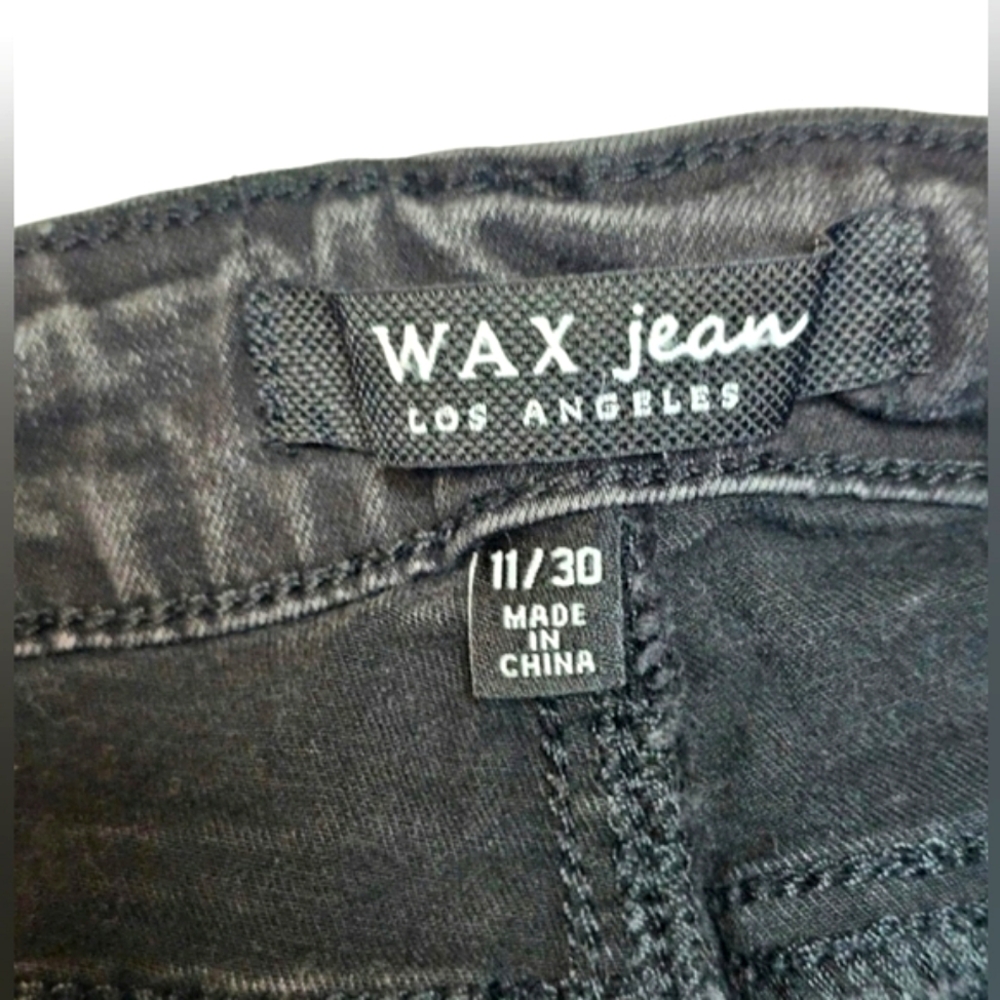 Wax Denim Black Gray Western Grunge Distressed Skinny Jeans Size 11 - Picture 9 of 10
